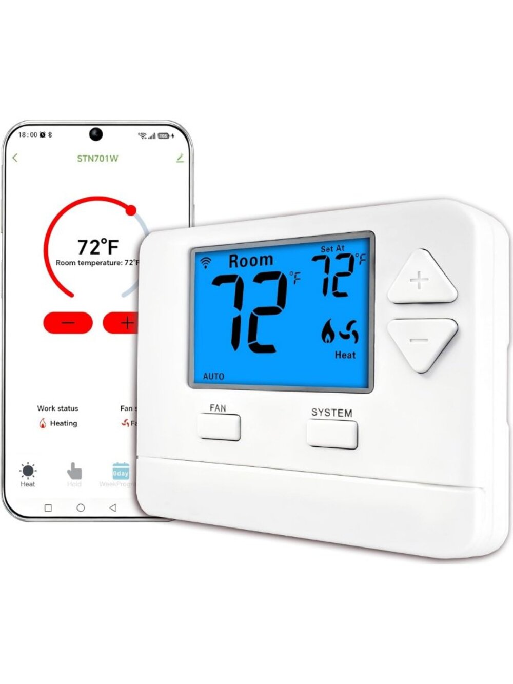 Smart WiFi Thermostat for Home, Programmable 7-Day, APP Control, 1Heat/1Cool